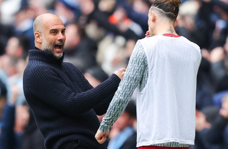 Kostas Tsimikas praised for not pushing Pep Guardiola after Manchester City boss celebrates in face of Liverpool man