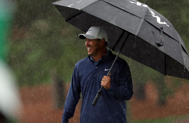 Brooks Koepka leads by four as play at The Masters called off due to waterlogged course
