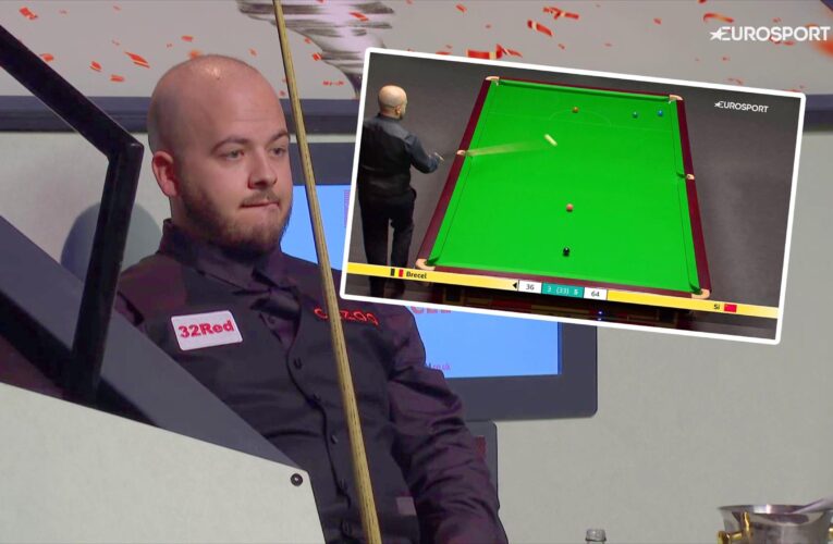 World Snooker Championship 2023: Luca Brecel whacks white ball off table in frustration, referee catches it