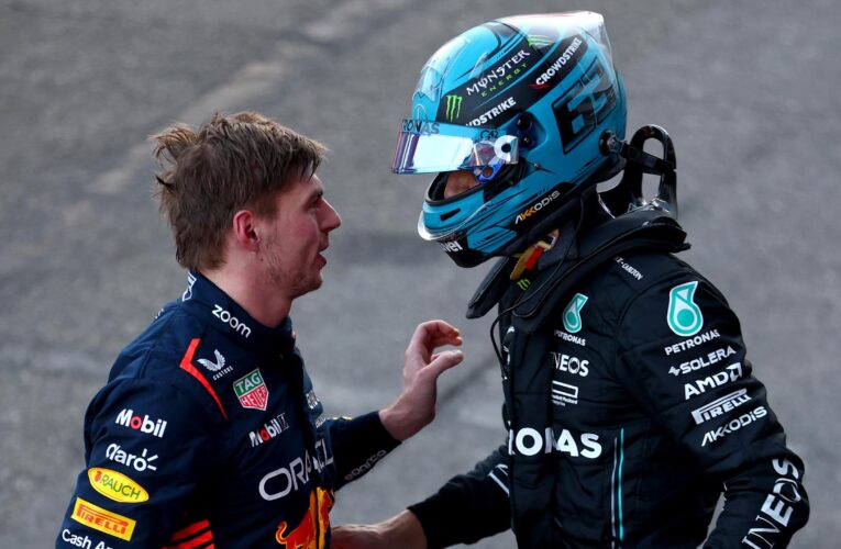 Red Bull’s Max Verstappen rages at Mercedes’ George Russell after collision at Baku sprint race