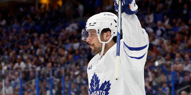 Auston Matthews celebrates goal