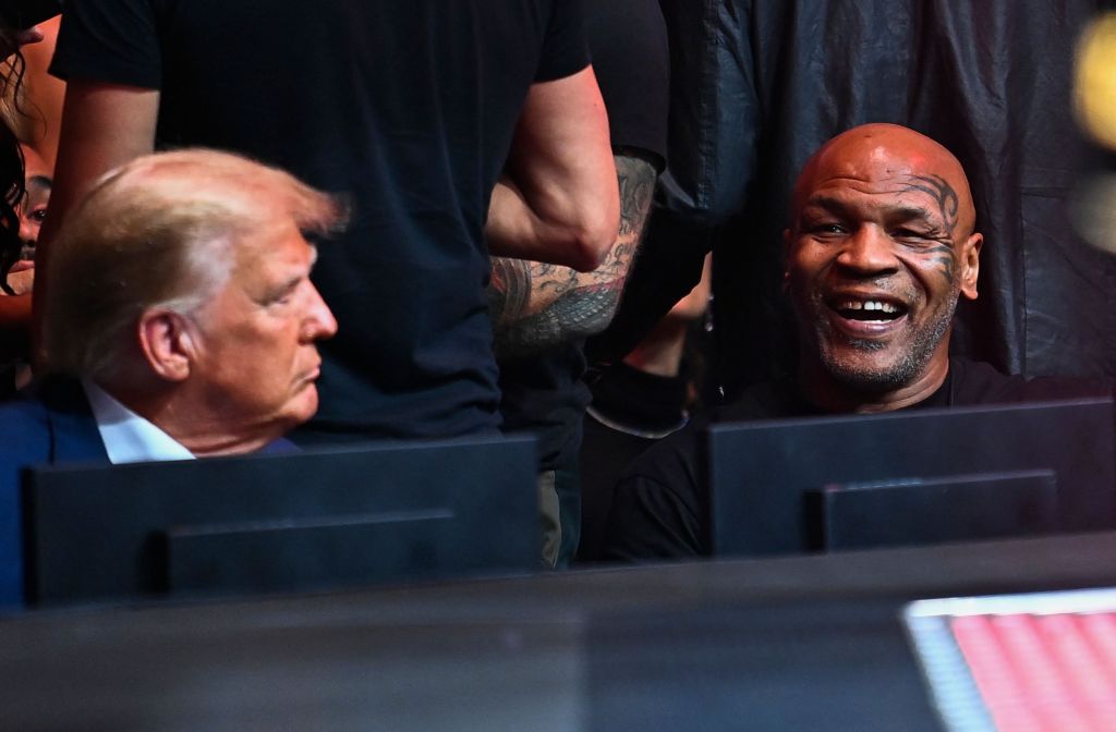 Former President Trump sat ringside next to Mike Tyson at UFC 287.