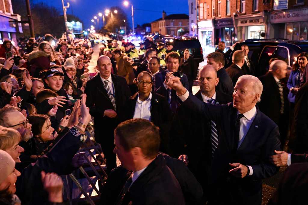 Biden gave a speech at Windsor Bar in Dundalk Thursday during his visit to Ireland.