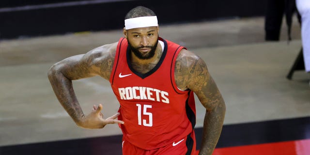 Rockets' DeMarcus Cousins during the Los Angeles Lakers game, Jan. 10, 2021, in Houston.