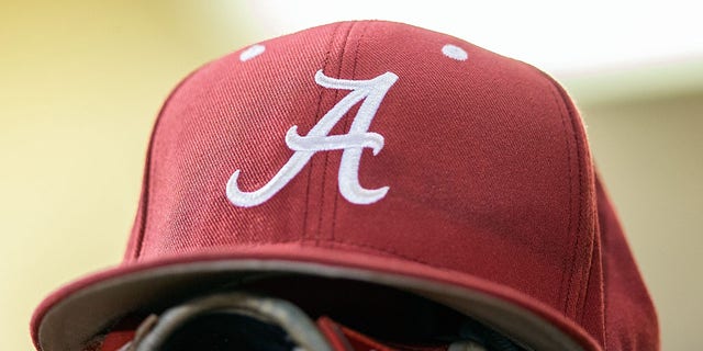 An Alabama Crimson Tide cap in the dugout during a game between Alabama and the LSU Tigers May 12, 2018, at Alex Box Stadium in Baton Rouge, La. 