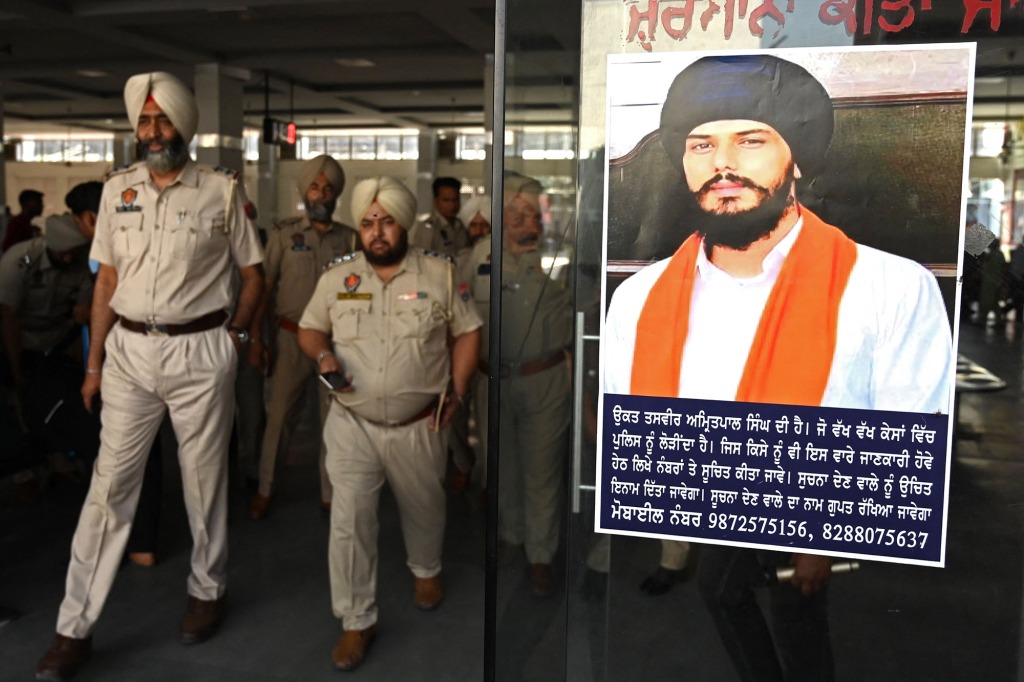 Police announcing the arrest of Singh after a massive manhunt that lasted more than a month, Indian police said on April 23, 2023.