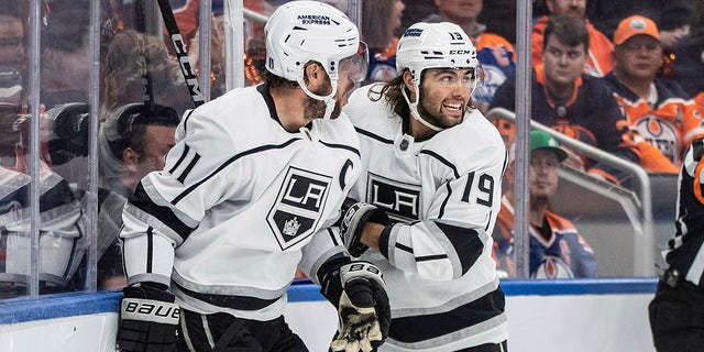 Kings players celebrate a goal