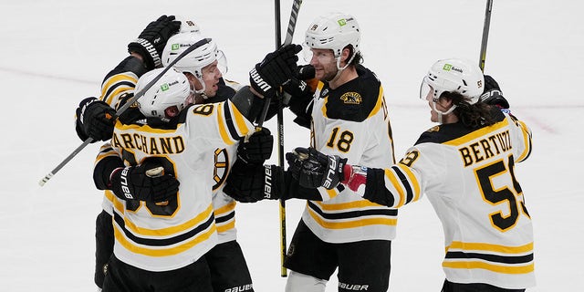 Bruins players celebrate