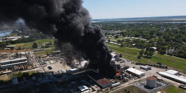 The Pivona plant in Brunswick, Georgia engulfed in flames on Friday, April 15th. Photo captured via Mavic Air 2 drone camera.