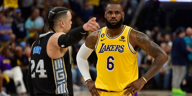 Dillon Brooks points to LeBron James