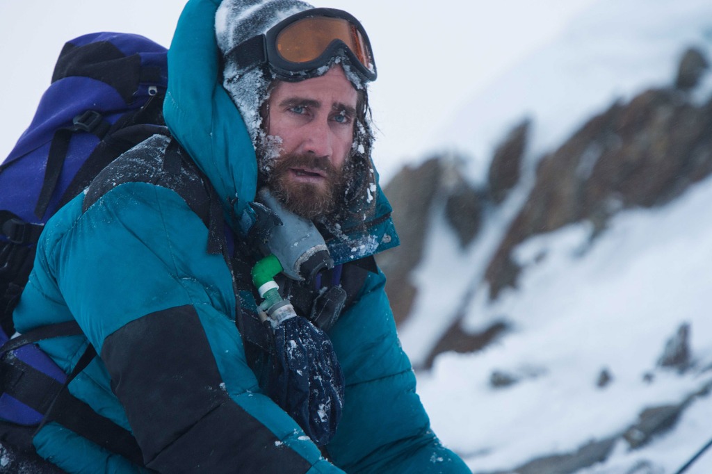 FILM STILL - EVEREST - JAKE GYLLENHAAL as Scott Fischer in "Everest". Inspired by the incredible events surrounding an attempt to reach the summit of the world's highest mountain, "Everest" documents the awe-inspiring journey of two different expeditions challenged beyond their limits by one of the fiercest snowstorms ever encountered by mankind.