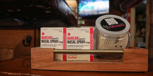 Narcan boxes on display