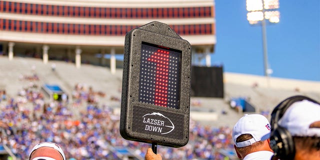 A down marker during a college football game