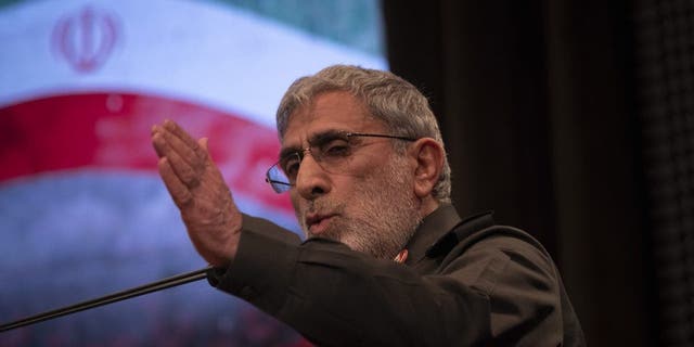 IRGC chief Esmail Qaani was seen on social media channels in Syria allegedly helping with earthquake aid. (Photo by Morteza Nikoubazl/NurPhoto via Getty Images)