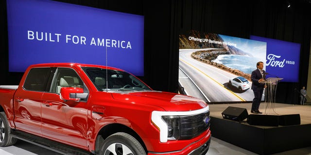 Ford CEO Jim Farley announces the company's partnership with Contemporary Amperex Technology to build an electric vehicle battery plant in Marshall, Michigan, on Feb. 13.