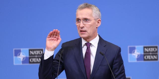 FILE: NATO Secretary General Jens Stoltenberg gives a press conference on Annual Report of 2022 at NATO Headquarters in Brussels, Belgium on March 21, 2023. 