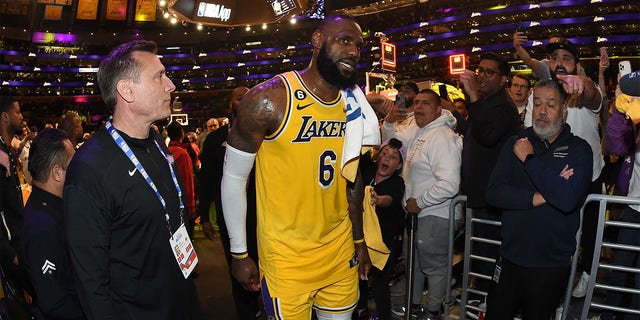 LeBron James walks off the court after Game 4