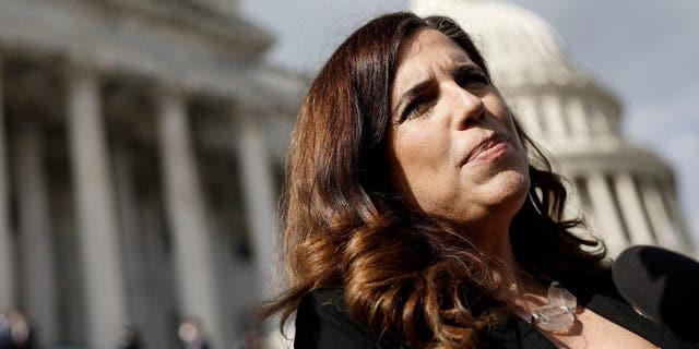 Rep. Nancy Mace, R-S.C., speaks to reporters outside the U.S. Capitol on Jan. 27, 2023.