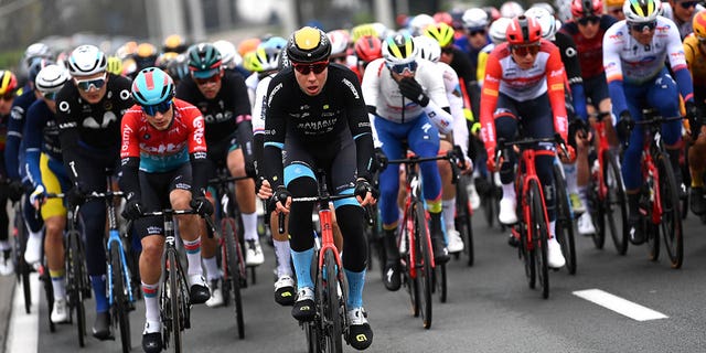 Filip Maciejuk of Poland and Team Bahrain Victorious competes during the 107th Ronde van Vlaanderen - Tour des Flandres 2023, Men's Elite a 273.4km one day race from Brugge to Oudenaarde / #UCIWT / on April 02, 2023 in Brugge, Belgium. 