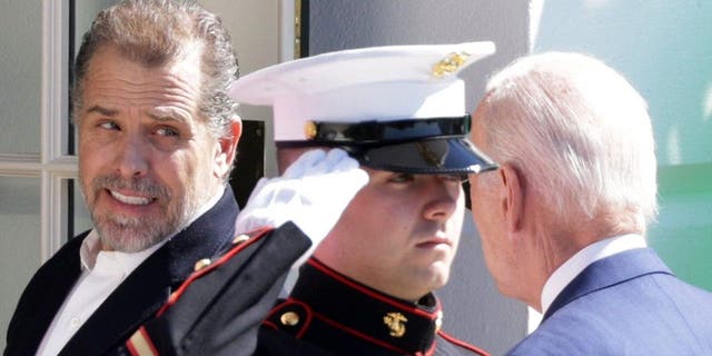 U.S. President Joe Biden and his son Hunter Biden (L) attend the annual Easter Egg Roll at the White House on April 10, 2023.