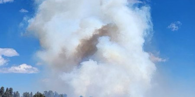 A large plume of smoke from the 403 fire in Colorado.