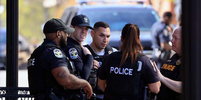 Law enforcement officers respond to an active shooter at the Old National Bank building on April 10, 2023 in Louisville, Kentucky. According to reports, there are multiple fatalities and casualties. The shooter died at the scene. 