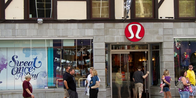 Shoppers can be seen entering and leaving a Lululemon retail location on Spring Garden Road in Halifax, Nova Scotia, Canada.