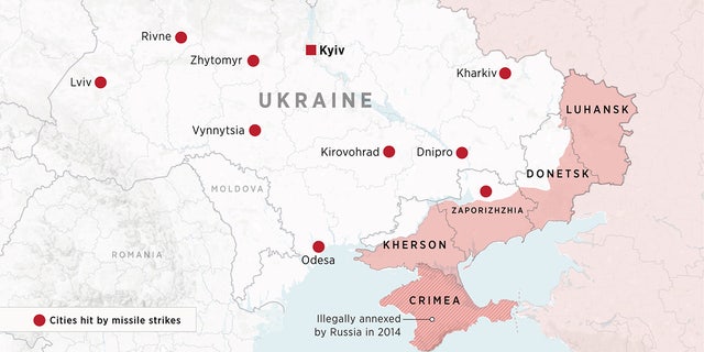 An infographic shows the Zaporizhzhia region positioned north of the Sea of Azov and in between the Donetsk region to the east and Kherson region to the west. 