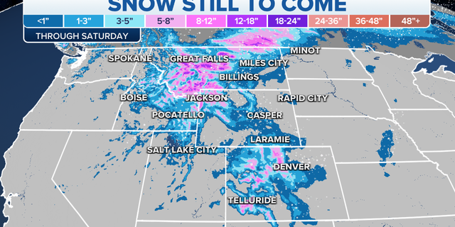 Snow still expected through Saturday in the Rockies, Northwest