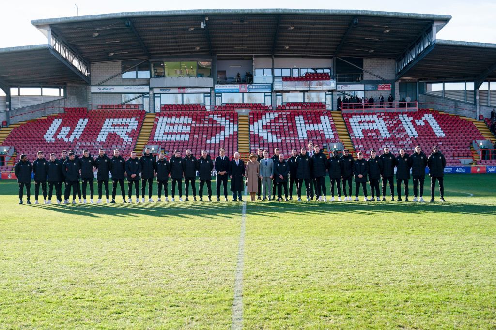 Wrexham team lined up for photo on field