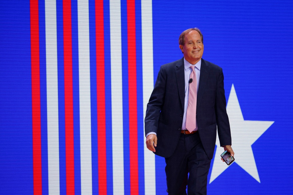 Texas Attorney General Ken Paxton takes the stage to speak at the Conservative Political Action Conference (CPAC) in Dallas, Texas, U.S., August 5, 2022. 