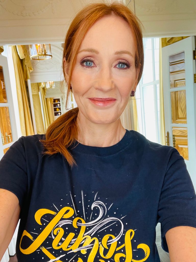 J.K. Rowling smiling in a selfie. 
