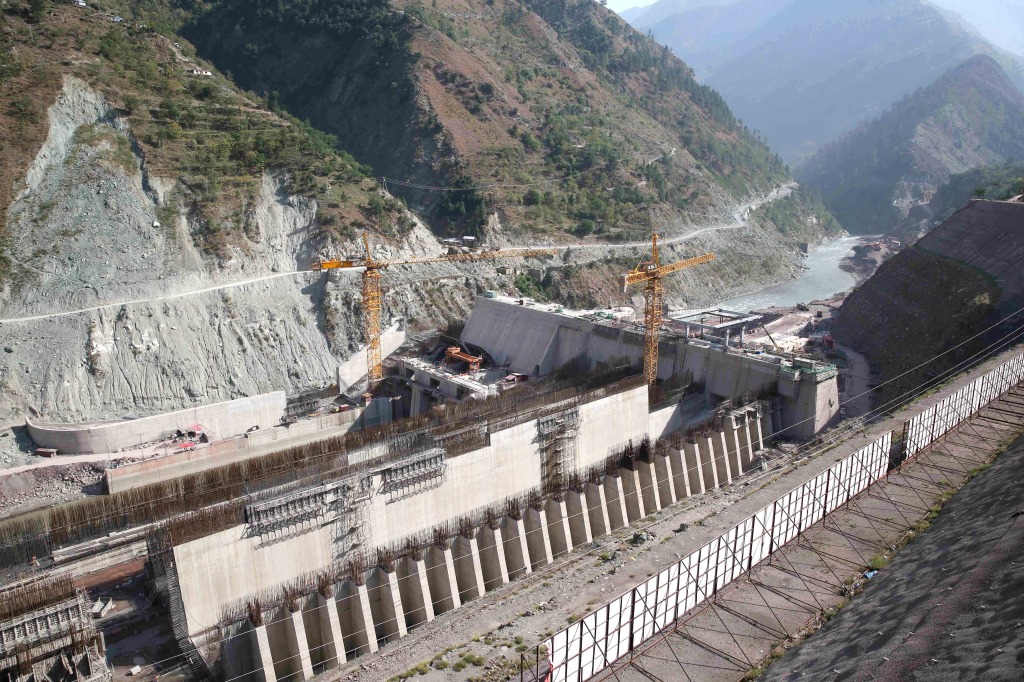 Construction under way at the Neelum-Jhelum hydropower project in northern Pakistan in 2016.  The dam and power station are one of many such facilities built by China across Asia as part of its massive China-Pakistan Economic Corridor.