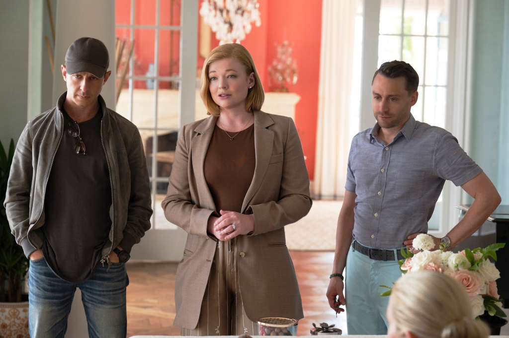 Jeremy Strong, from left, Sarah Snook and Kieran Culkin in a scene from the fourth season of "Succession." 