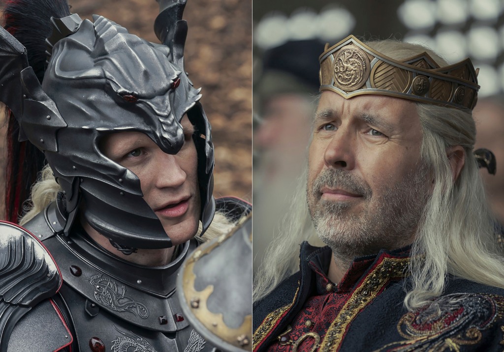 Matt Smith as Daemon Targaryen, left, and Prince Paddy Considine as King Viserys Targaryen in scenes from "House of the Dragon,"