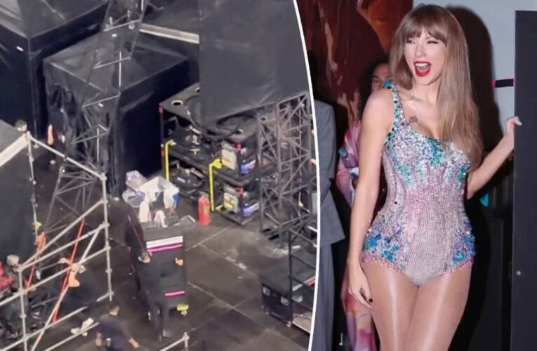 Taylor Swift makes her Eras Tour entrance in a cleaning cart