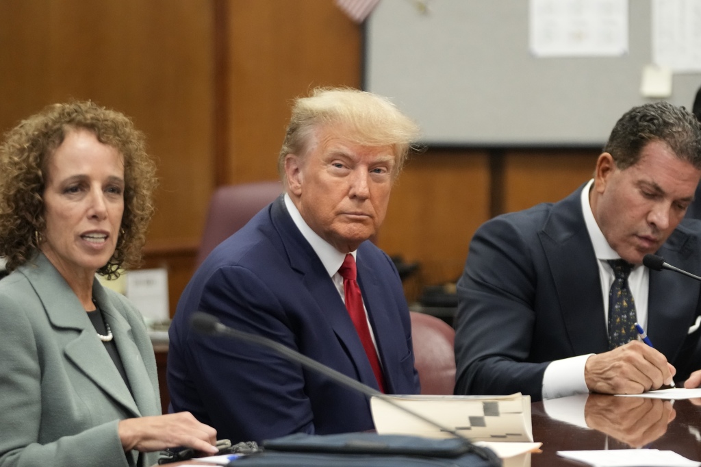 Former President Donald Trump appears in court for his arraignment on April 4 in New York.