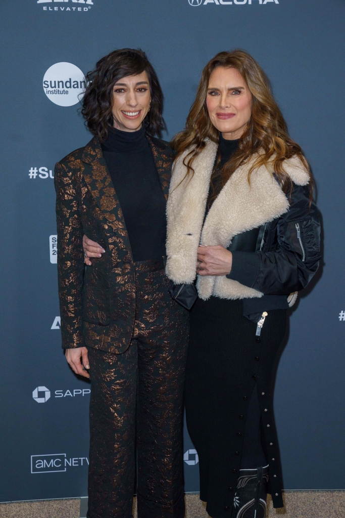 Director Lana Wilson, left, with Brooke Shields, right, smiling. 