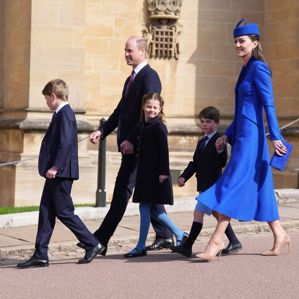 The senior royals followed by Prince William, Kate Middleton and their three children Prince George, Princess Charlotte and Prince Louis.