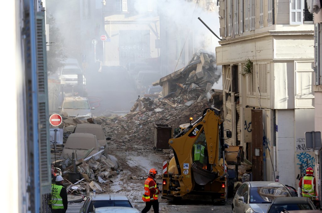 Scene of building collapse.