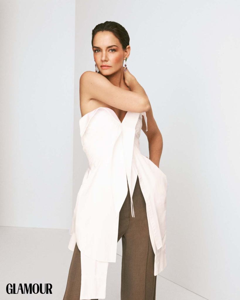 Katie Holmes poses for Glamour spread