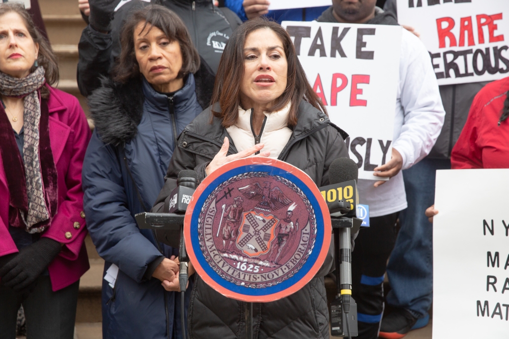 NYC NOW President Sonia Ossorio at a rally. 