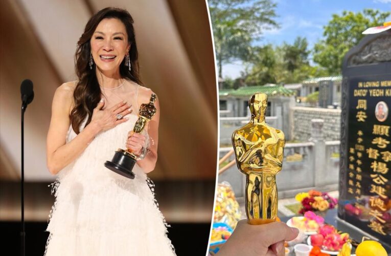 Michelle Yeoh makes emotional visit to her dad’s grave with her Oscar