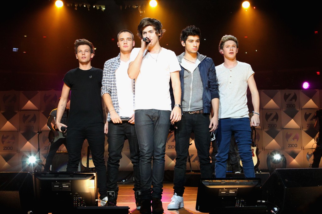 Louis Tomlinson, Liam Payne, Harry Styles, Zayn Malik and Niall Horan of One Direction perform onstage during Z100's Jingle Ball 2012, presented by Aeropostale, at Madison Square Garden on December 7, 2012