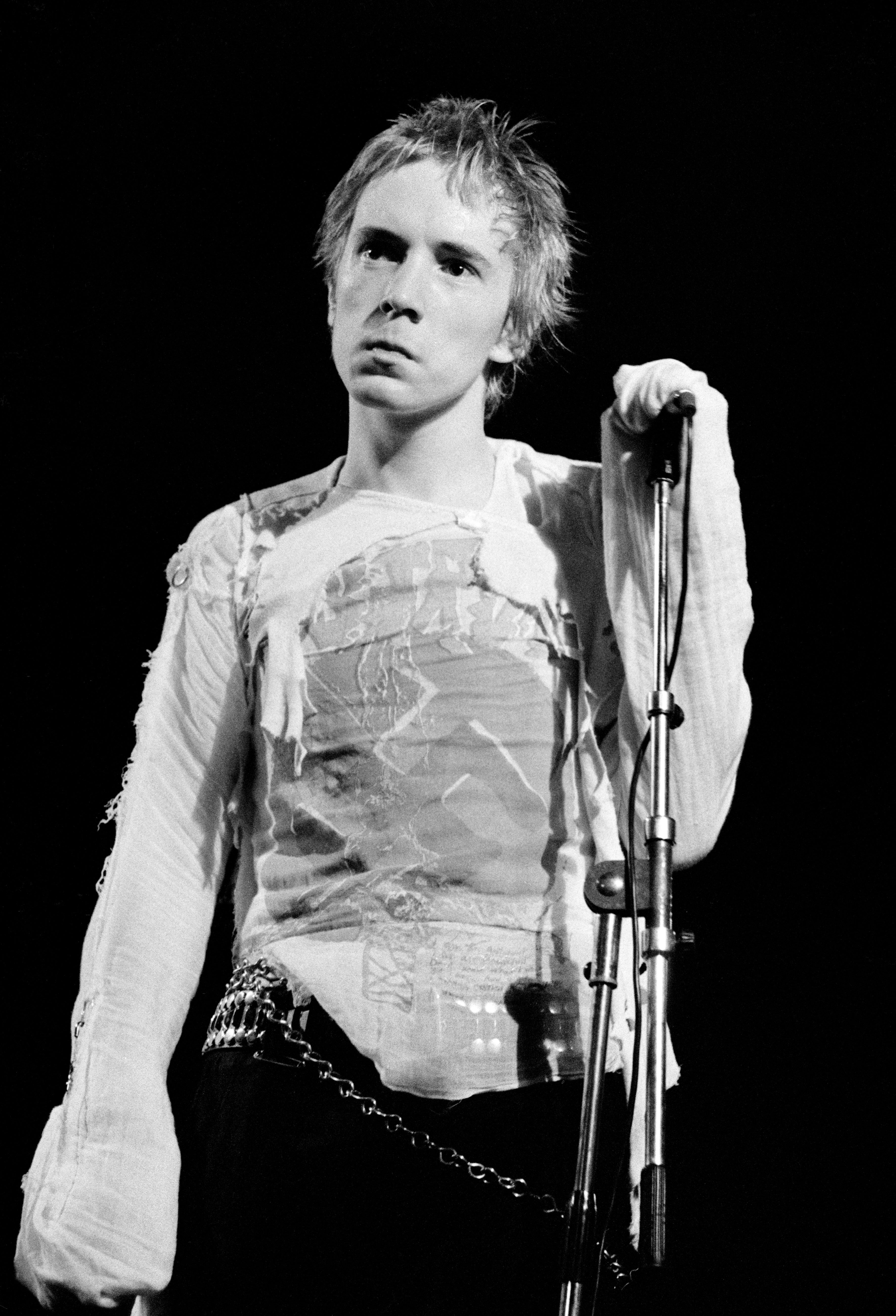 The punk musician was formally known by his stage name Johnny Rotten. He is pictured in 1977. 