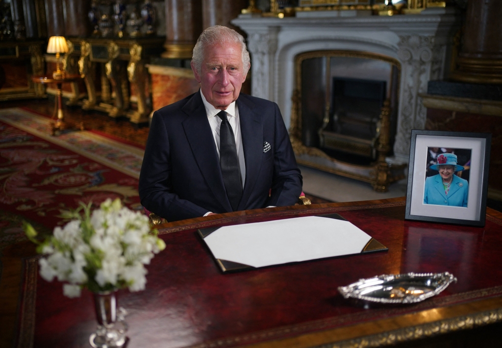 King Charles III sitting in palace