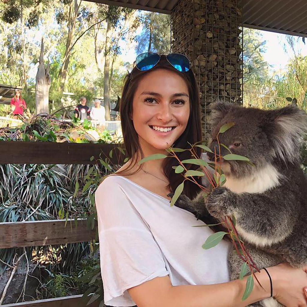 Daughter Murphy Murad with a koala