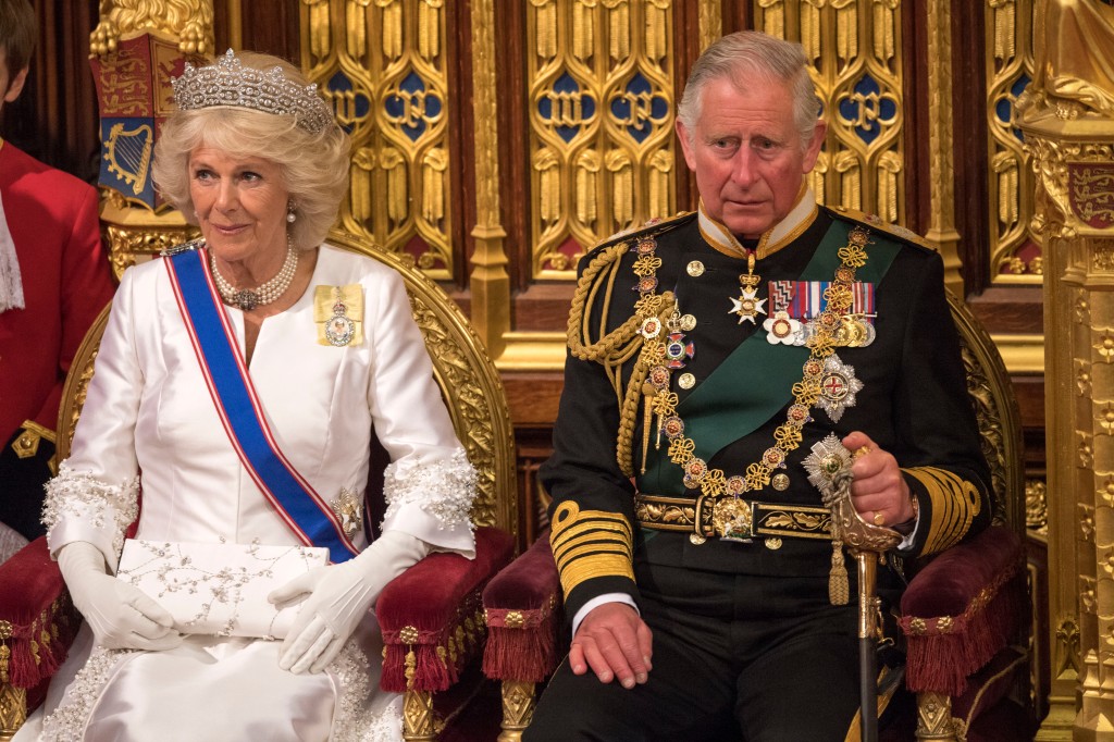 LONDON, ENGLAND - MAY 18:  Prince Charles, Prince of Wales and Camilla, Duchess of Cornwall sit during State Opening of Parliament in the House of Lords at the Palace of Westminster on May 18, 2016 in London, England. The State Opening of Parliament is the formal start of the parliamentary year. This year's Queen's Speech, setting out the government's agenda for the coming session, is expected to outline policy on prison reform, tuition fee rises and reveal the potential site of a UK spaceport. (Photo by Arthur Edwards - WPA Pool/Getty Images)