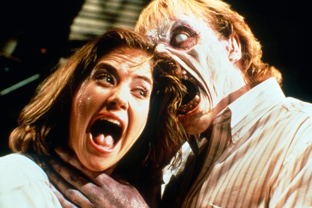 A female character (Kassie Wesley DePaiva) has a fatal run-in with a man (Richard Domeier) in 1987's "Evil Dead II."