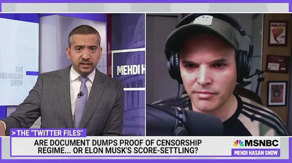 MSNBC host Mehdi Hasan first accused Taibbi of lying to Congress.